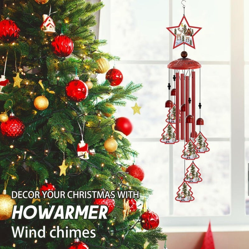 Howarmer Christmas Wind Chimes for Outside, 35'' Metal Christmas WindChimes Gifts for Women/Men, Decoration for Outdoor, Home, Garden, Patio, Backyard - Image 4